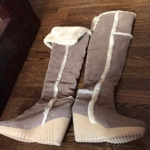 DVF shearling over-the-knee suede boots 10/40